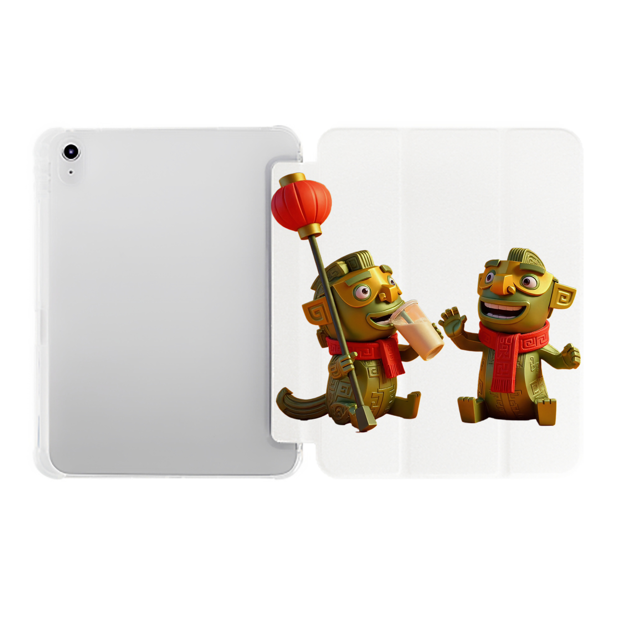 （画像用） Ne Zha 2 ナタ 魔童の大暴れ IPad ケース ペン収納付き 三つ折りスタンド PUレザー×シリコン 対応機種9.5/10.5/10.9インチ